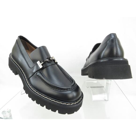NIB FERRAGAMO IGNAZIO BLACK LEATHER GANCIO BIT LOGO LUG PLATFORM LOAFERS 10 M - Picture 6 of 14